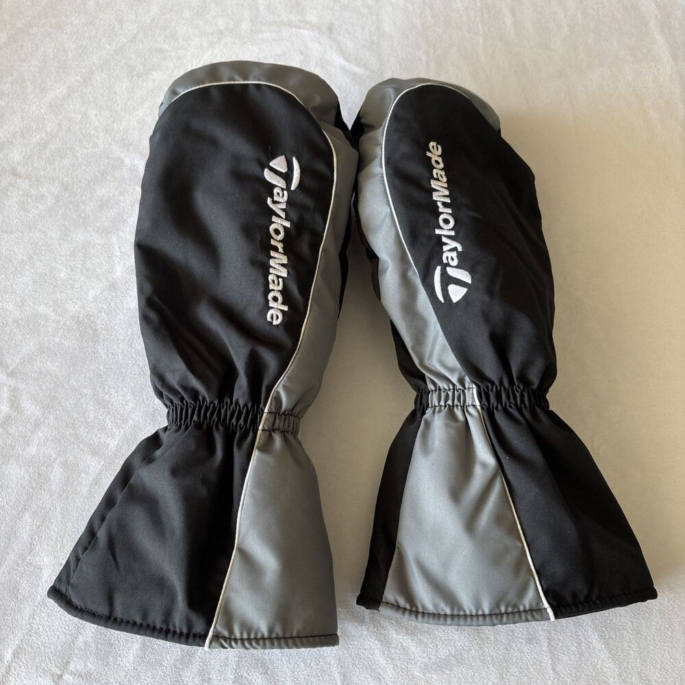 TaylorMade Winter Golf Cart Mittens Black & Grey Cold Weather Mitts Pair